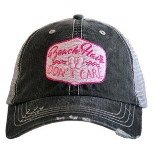 Katydid Beach Hair Don’t Care Distressed Trucker Hat Pink
